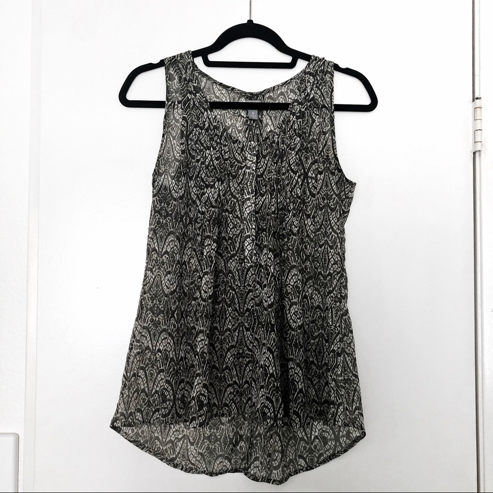 Converse Sheer Patterned Hi-Low Tank Top - Size S